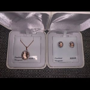 Simulated Morganite Rose Gold 14K Set